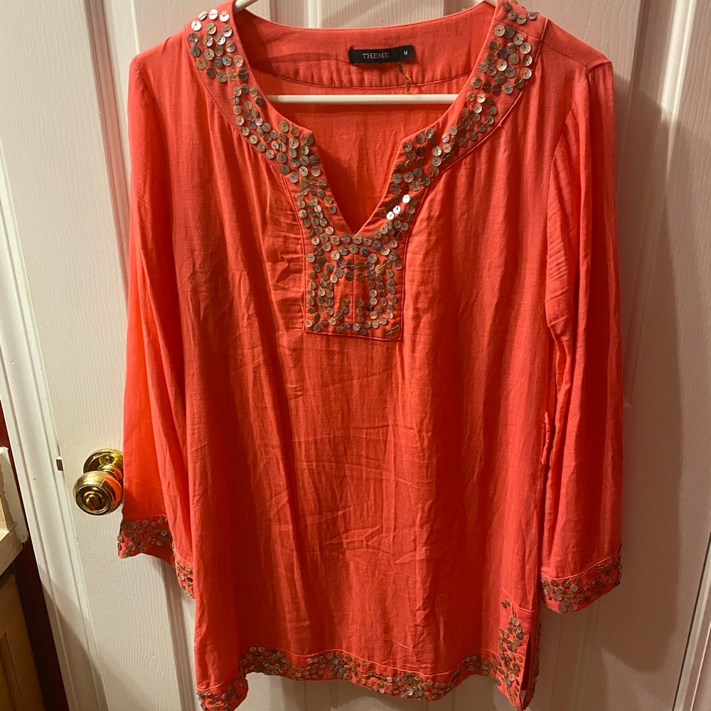 Coral sequin tunic